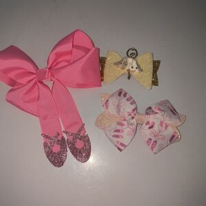 Pink and Gold Kids Hair Bow Set Ballet